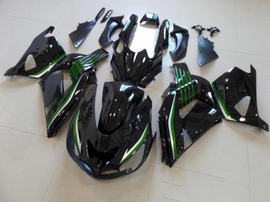 Carenado Kawasaki ZX14R ZZR 1400 06-11 - Brillante Negro con Verde Line