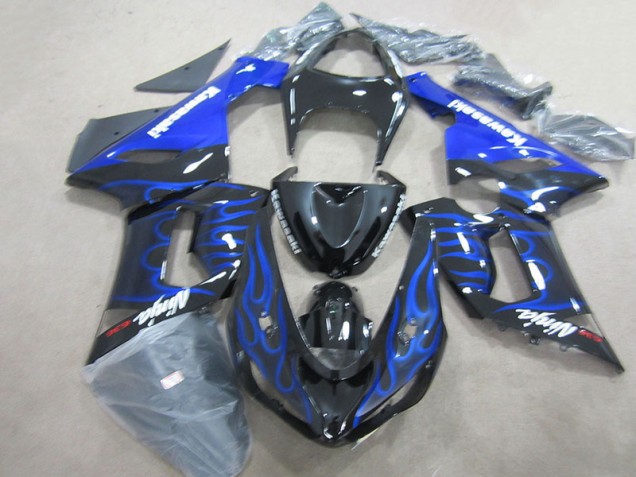 Carenado Kawasaki ZX6R 05-06 - Ninja 636 de llama azul y negra